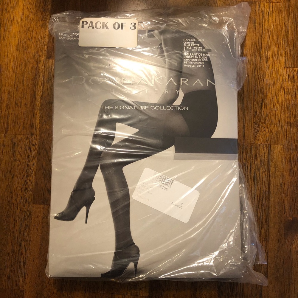 NWT $60 Donna Karan – Luxe Opaques Pantyhose - Charcoal - Plus Petite-Pack of 3!